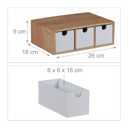 Box se zásuvkami z bambusu & MDF 3 přihrádky