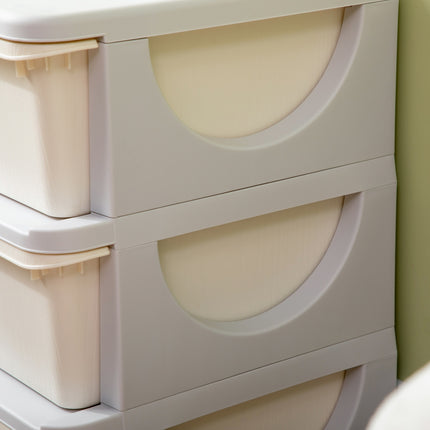 Ladekast voor kinderen met opbergruimte, opbergdozen, speelgoedorganizer, speelgoeddoos, drie niveaus voor kinderkamers, 3-6 jaar, kindermeubels, crèmewit, 37 x 37 x 56,5 cm Aosoom