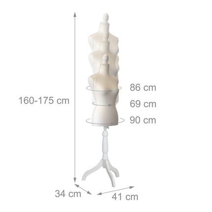 Dress Form Mannequin, Female Size 36/38, Adjustable