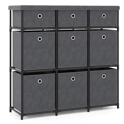Kommode mit 9 Schubladen, Metallrahmen, 87x29x84 cm, Grau