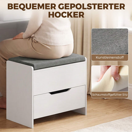 Dressing Table with Flip-Up Mirror and Storage Stool, 2-in-1 Desk, White