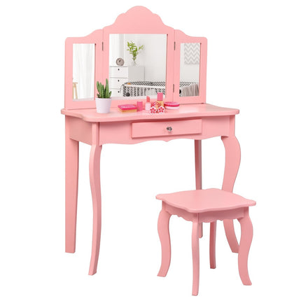 Schminktisch Frisiertisch und Hocker Set für Kinder 70 x 34 x 103 cm rosa