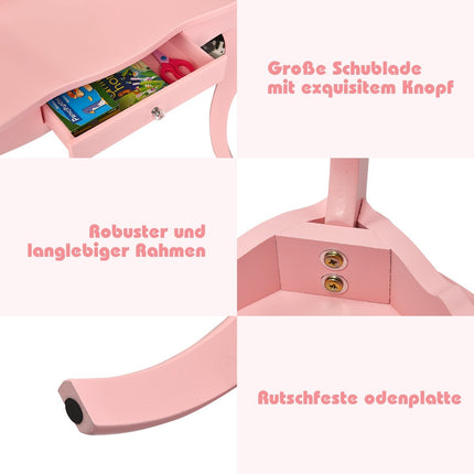 Schminktisch Frisiertisch und Hocker Set für Kinder 70 x 34 x 103 cm rosa