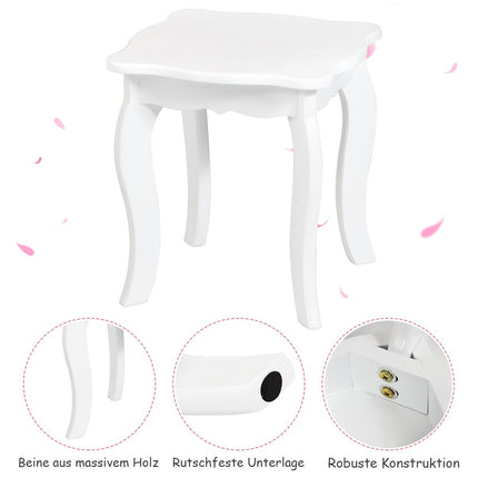 Schminktisch-Set Kinder 2 in 1 mit 3-fach Klappspiegel und Schublade weiß