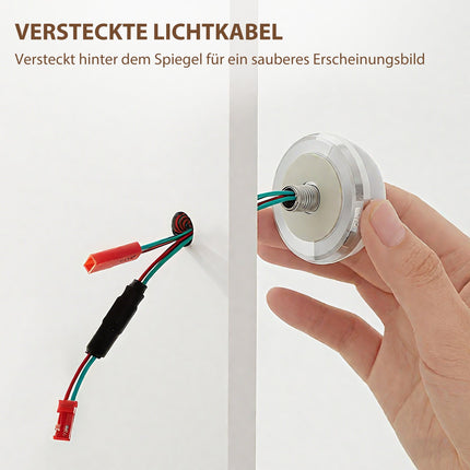 Schminktisch mit Spiegel und dimmbarer LED-Beleuchtung, Schubladen, Ablagen, weiß