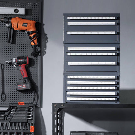 Drill Bit Organizer Cabinet Set, 3-Piece, Stackable