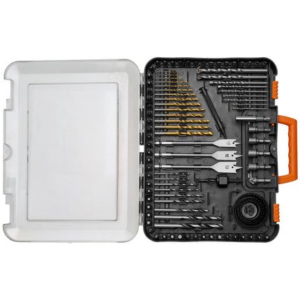 Drill and Driver Bit Set, 100 Pieces, HSS and CR-V Bits, Storage Case