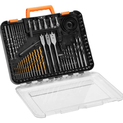 Drill and Driver Bit Set, 100 Pieces, HSS and CR-V Bits, Storage Case