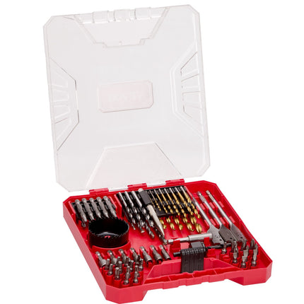 Drill and Driver Bit Set, 70 Pieces, HSS and CR-V Bits, Carrying Case