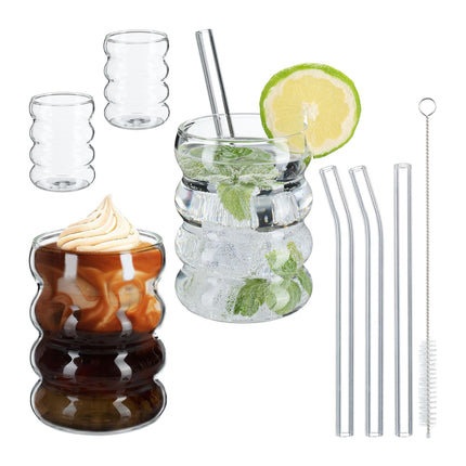 Lot de 4 verres à boire en forme de vague