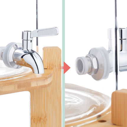 Getränkespender mit Zapfhahn, Bambusständer, Thermometer