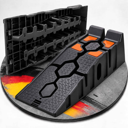 Drive-On Car Ramps with Integrated Wheel Stop, Set of 2, 5-Tonne Capacity