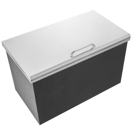 Drop-In Ice Chest, 83 QT, Stainless Steel, Hinged Lid, Drain Plug