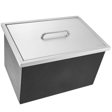Drop-In Ice Chest, Stainless Steel, 32 Qt, Lid, Drain
