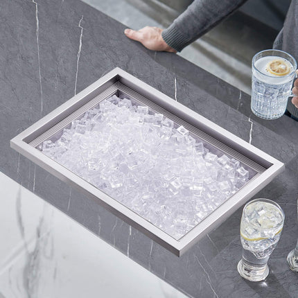 Drop-In Ice Chest, Stainless Steel, 32 Qt, Lid, Drain
