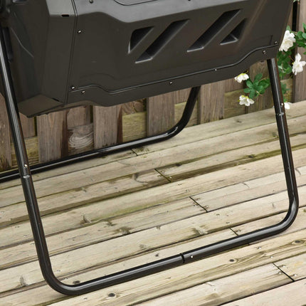 160L Double Chamber Rotary Garden Composter, Black