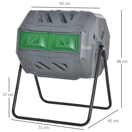 Rotating drum composter 160L - Dual Chamber Efficient grey
