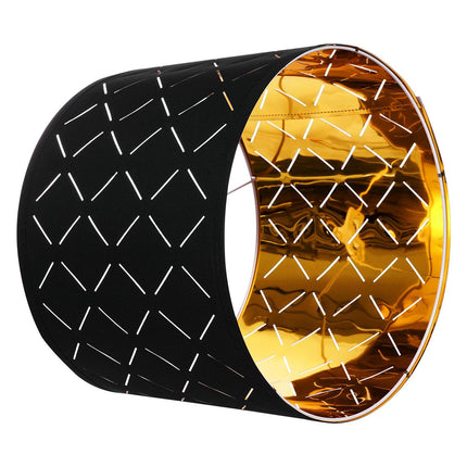 Drum Lamp Shade Set With Harp, 13x13x10 in, Black Gold