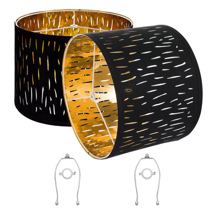 Drum Lamp Shade Set of 2, 13x13x10 In, Black Gold