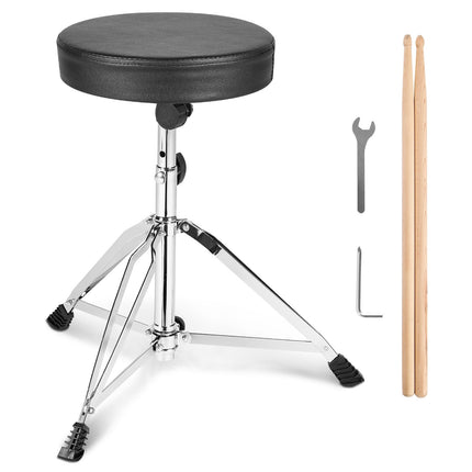 Drum Throne, Height Adjustable 19.3–23 In, Padded Swivel