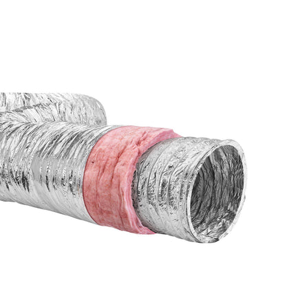 Dryer Vent Hose 8-Inch x 25-Ft, R-6 Insulated, 2 Clamps