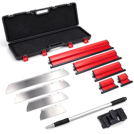 Drywall Skimming Blade Set with 5 Blades 19-80 cm, Telescopic Pole, Storage Box