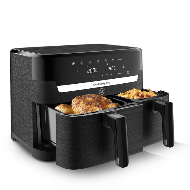 Doppel-Heißluftfritteuse 8,3 L, 8 Voreinstellungen, Schwarz