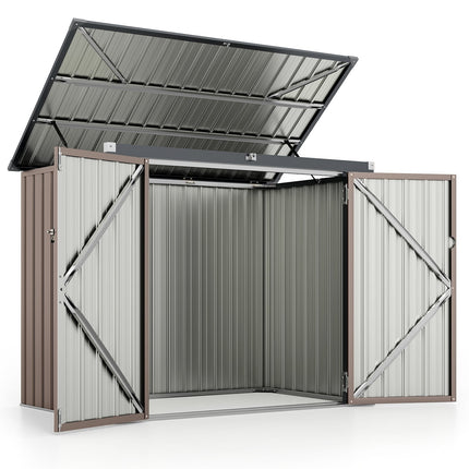 Dual Bin Storage Shed, Galvanized Metal, 172x95.5x130cm