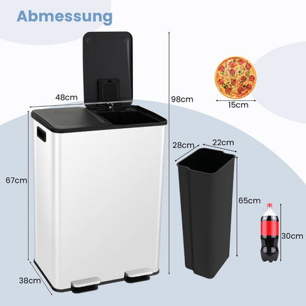 Dvoukomorový kuchyňský koš 60L – víko se soft-close