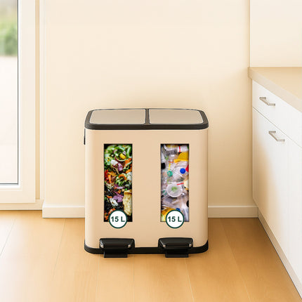 Dual Compartment Pedal Bin – 2x15L Capacity