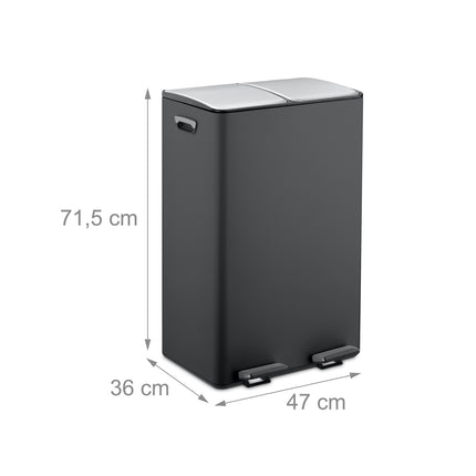Treteimer mit zwei Fächern, 2x 30 l Fassungsvermögen
