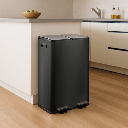 Treteimer mit zwei Fächern, 2x 30 l Fassungsvermögen