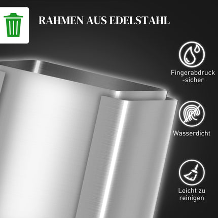 Mülleimer aus Edelstahl mit zwei Fächern, 2x20L