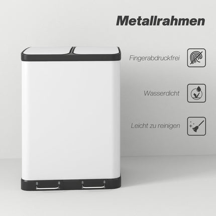 Dual Compartment Trash Can, 2 x 30L, Pedal, Grey