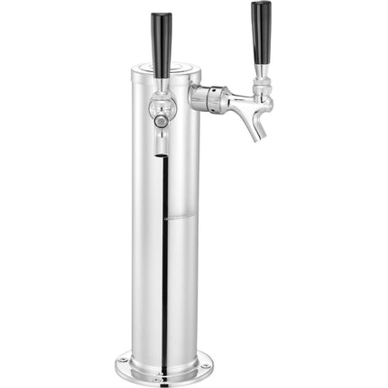 Dual Tap Kegerator Tower Kit – Steel, W21.8 Regulator, S Coupler