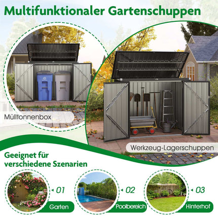 Mülltonnenbox für zwei Mülltonnen, verzinktes Metall, 172x95,5x130 cm