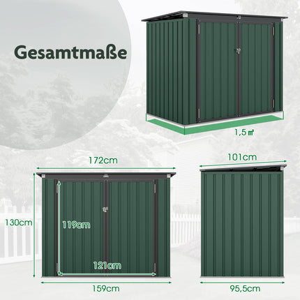 Mülltonnenbox für zwei Mülltonnen, verzinktes Metall, 172x95,5x130 cm