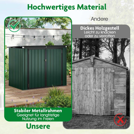 Mülltonnenbox für zwei Mülltonnen, verzinktes Metall, 172x95,5x130 cm