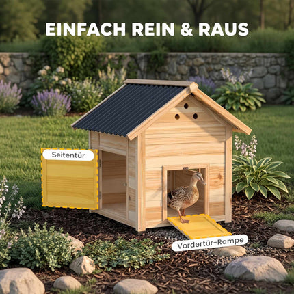 Duck House, Weatherproof, Two Entrances, 78 x 90 x 92 cm