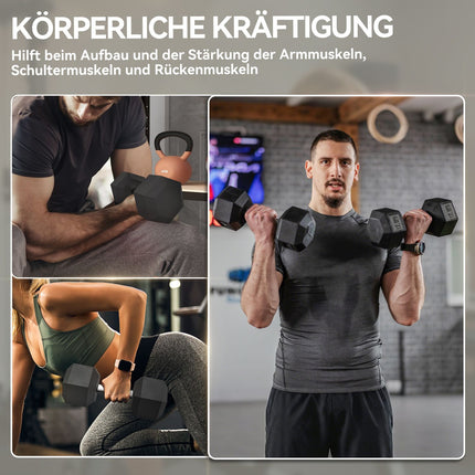 Dumbbell, 35 kg, Anti-Slip Grip, Black/Silver