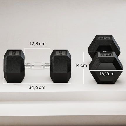 Dumbbell, 35 kg, Anti-Slip Grip, Black/Silver