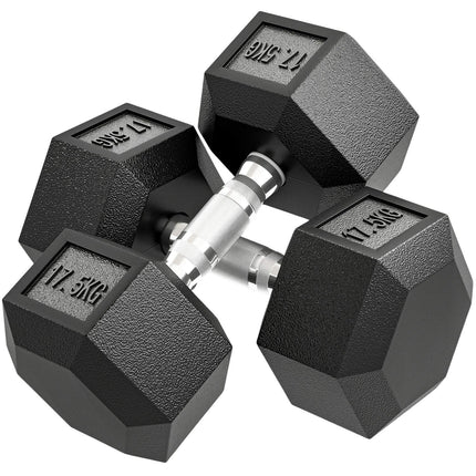 Dumbbell, 35 kg, Anti-Slip Grip, Black/Silver
