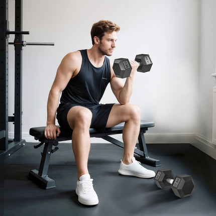 Dumbbell, 35 kg, Anti-Slip Grip, Black/Silver