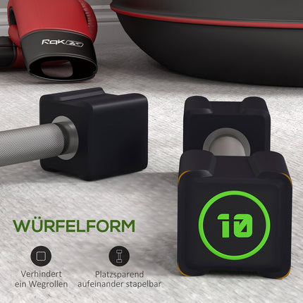 Dumbbell set 20 kg - Non-slip metal handles, black