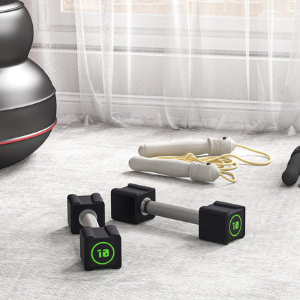 Dumbbell set 20 kg - Non-slip metal handles, black