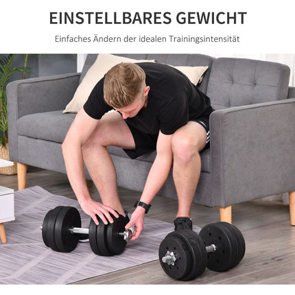 30 kg Hantel-Set aus Stahl, Krafttraining für Zuhause und Fitnessstudio