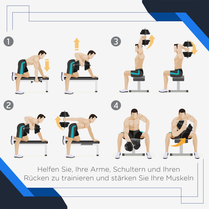 Halterset 40 Kg, Stalen Halterset, Set Van 2 Halters Met 12 Halterschijven, Vloervriendelijk, Voor Krachttraining En Fitness, Zwart
