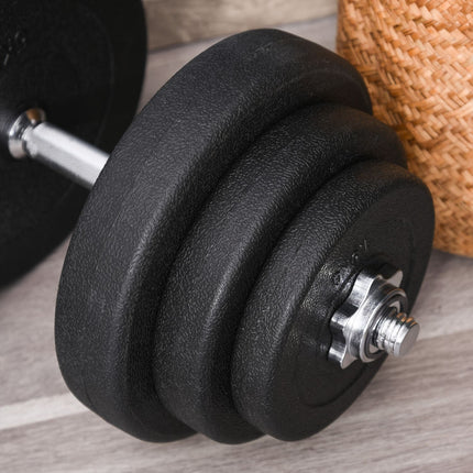 Halterset 40 Kg, Stalen Halterset, Set Van 2 Halters Met 12 Halterschijven, Vloervriendelijk, Voor Krachttraining En Fitness, Zwart