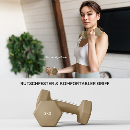 Hantelset, 6-teilig, Stahlgewichte mit Koffer, 1kg-3kg