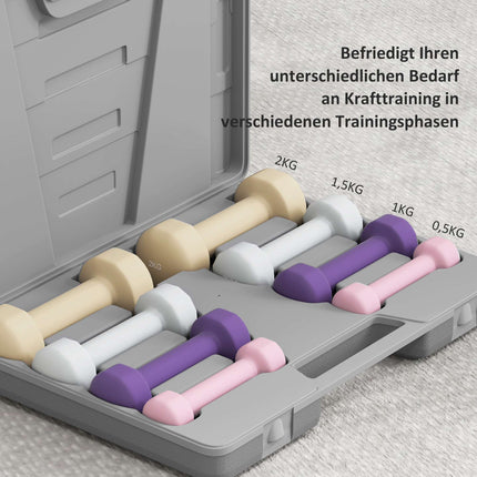 Dumbbell Set with Case – 4 Pairs: 0.5kg to 2kg